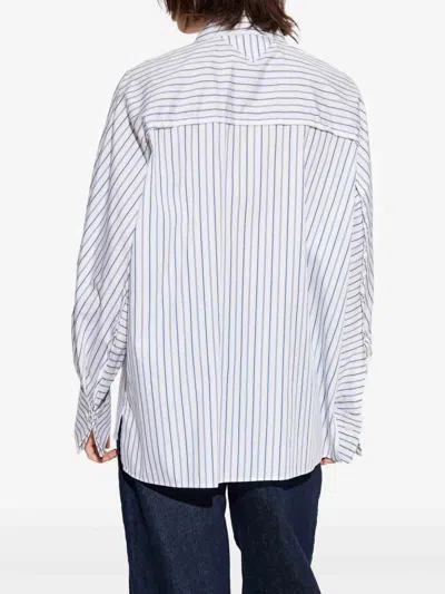 Lanvin Striped Collared Shirt In Blue