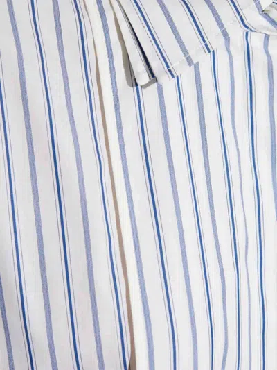 Lanvin Striped Collared Shirt In Blue
