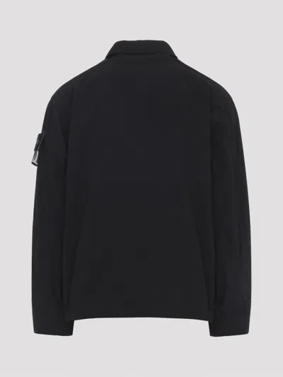 Stone Island Jacket Arm Patch Collared Design Front Pockets In Black
