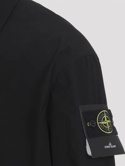 Stone Island Jacket Arm Patch Collared Design Front Pockets In Black