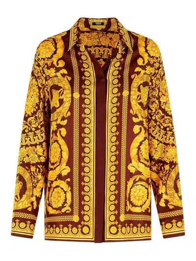 Versace Women Gold Barocco Shirt, S Luxury Shirts For Women Darveys In Multi