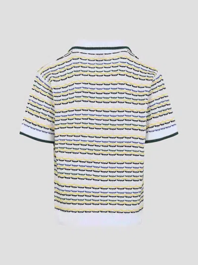 Casablanca Cotton Tuck Stitch Button-up Sweater In Multi