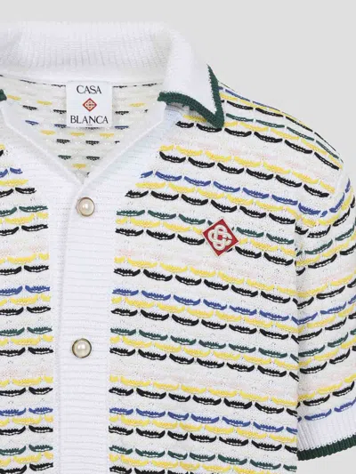 Casablanca Cotton Tuck Stitch Button-up Sweater In Multi