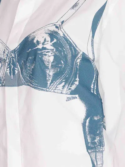 Jean Paul Gaultier Womens White Blue Grey Scanned Bra Stretch-cotton Shirt