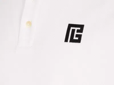Balmain Polo Shirt Short Sleeves Ribbed Cuffs Collar In White