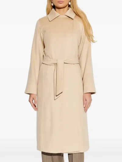 Max Mara Classic Camel Jacket With Adjustable Belt In Neutral
