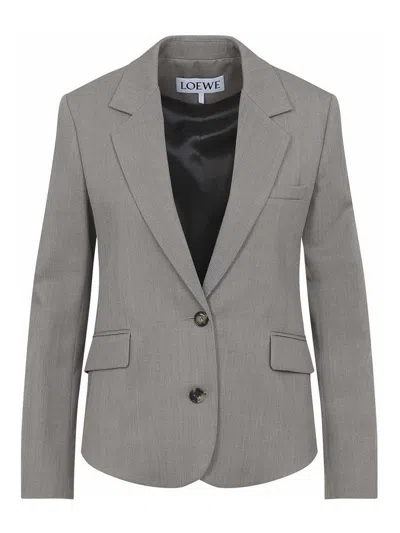 Loewe Single-breasted Buttoned Jacket In Gray