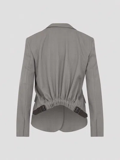 Loewe Single-breasted Buttoned Jacket In Gray