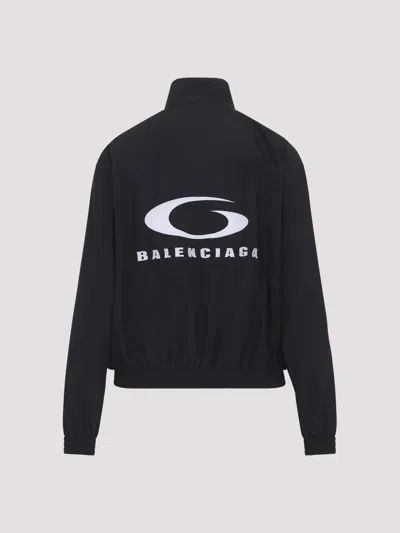 Balenciaga Womens Black Logo-embroidered Cotton-blend Track Jacket In Blue
