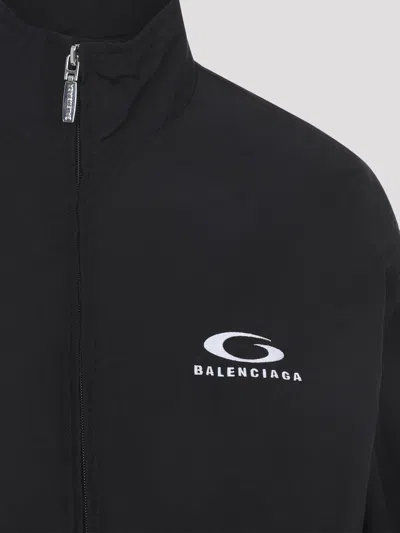 Balenciaga Womens Black Logo-embroidered Cotton-blend Track Jacket In Blue