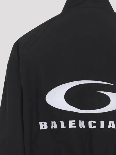 Balenciaga Womens Black Logo-embroidered Cotton-blend Track Jacket In Blue