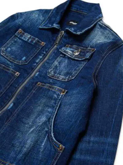 Dsquared2 Denim Jacket With Printed Logo In Blue