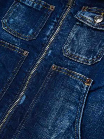 Dsquared2 Denim Jacket With Printed Logo In Blue