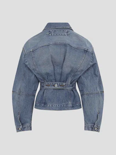 Jacquemus Classic Cotton Denim Jacket With Tailored Hem And Chest Pockets In Blue