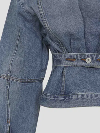 Jacquemus Classic Cotton Denim Jacket With Tailored Hem And Chest Pockets In Blue