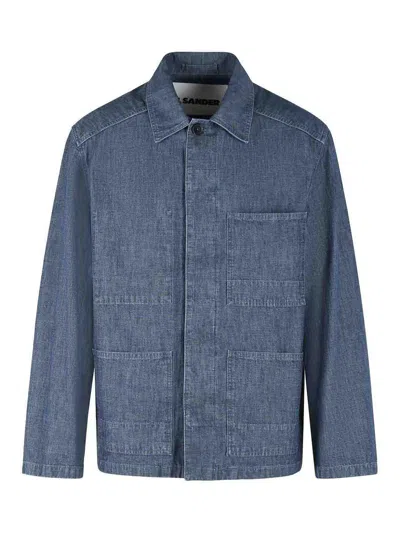 Jil Sander Structured Minimalist Jacket With Classic Collar In Blue