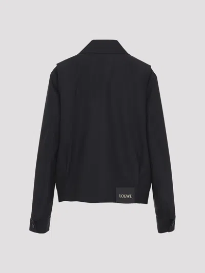 Loewe Jacket Belted Long Sleeves Point Collar In Black