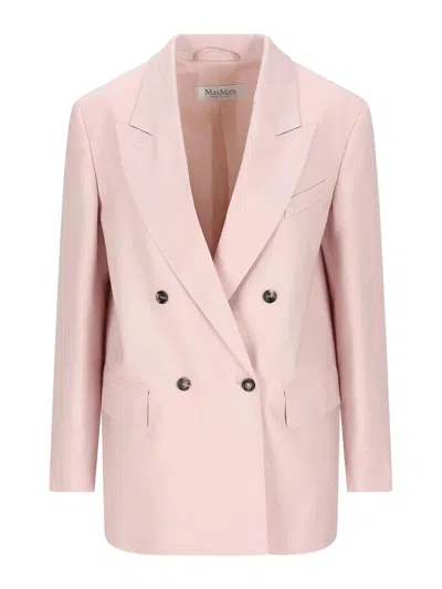 Max Mara Ombrosa Double Breasted Wool Blazer Jackets Rose In Pink