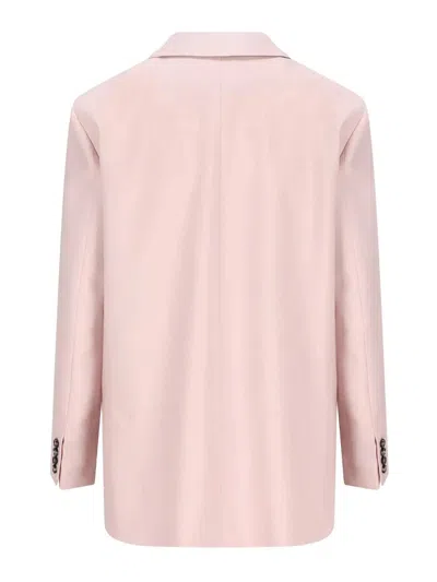 Max Mara Ombrosa Double Breasted Wool Blazer Jackets Rose In Pink