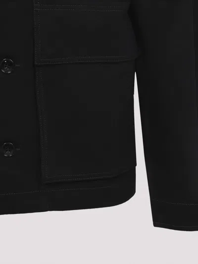 Lemaire Collared Boxy Jacket Front Pockets Stitching In Black