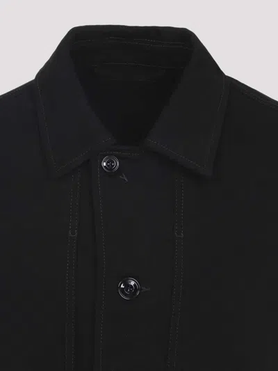 Lemaire Collared Boxy Jacket Front Pockets Stitching In Black