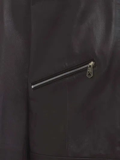 Paul Smith Regular Fit Leather Jacket Collared Design In Black
