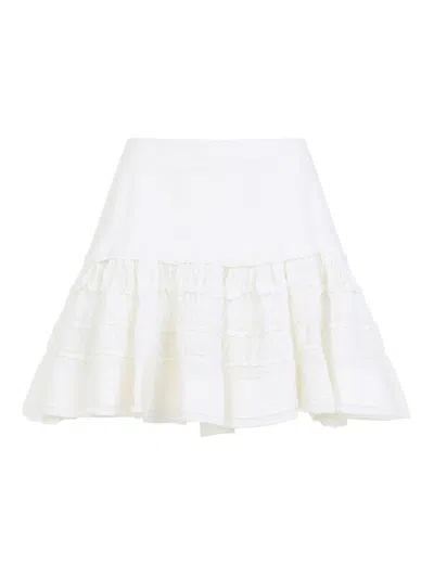 Alaïa Womens Blanc Ruffled Wool-blend Mini Skirt In White