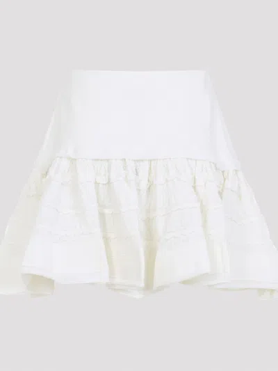 Alaïa Womens Blanc Ruffled Wool-blend Mini Skirt In White