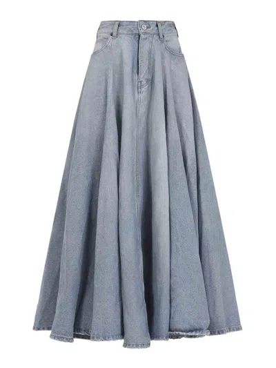 Balenciaga Maxi Skirt With Innovative Design And Five-pocket Style In Blue