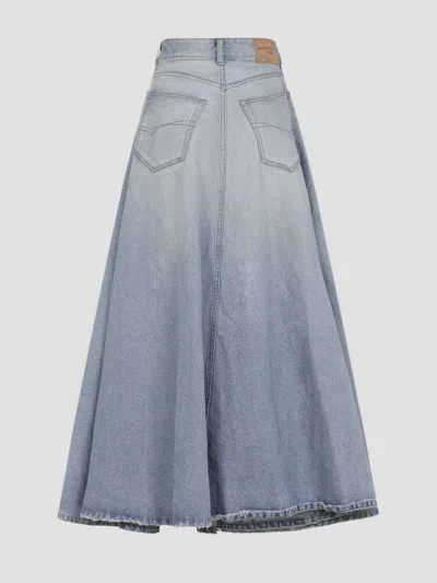 Balenciaga Maxi Skirt With Innovative Design And Five-pocket Style In Blue