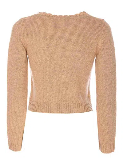 Chloé Scalloped Wool And Cashmere Blend Sweater In Neutral