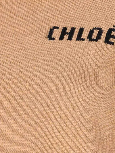 Chloé Scalloped Wool And Cashmere Blend Sweater In Neutral