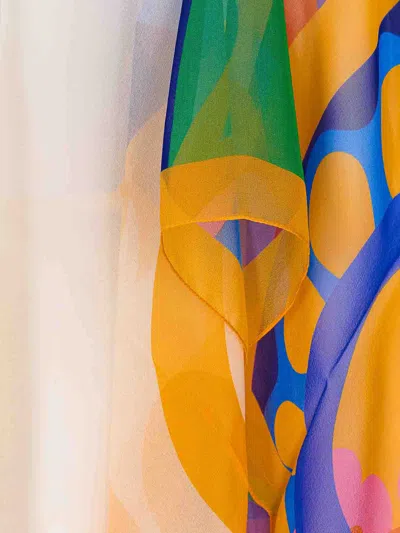 Etro White Georgette Oversized Paisley-print Asymmetric Poncho In Multi