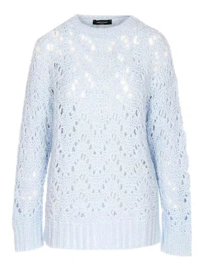 Fabiana Filippi Women Light Blue Openwork Sweater, M Luxury Sweaters & Knitwear For Women Darveys