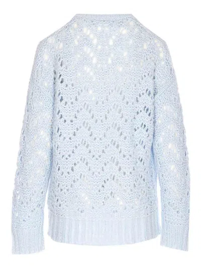 Fabiana Filippi Women Light Blue Openwork Sweater, M Luxury Sweaters & Knitwear For Women Darveys