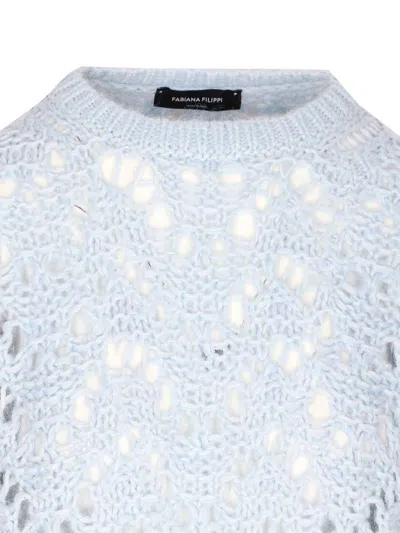 Fabiana Filippi Women Light Blue Openwork Sweater, M Luxury Sweaters & Knitwear For Women Darveys