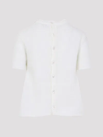Loewe White Short Sleeve Mohair Sweater In White