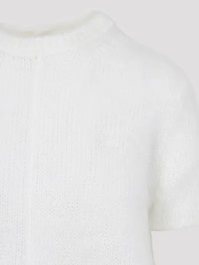 Loewe White Short Sleeve Mohair Sweater In White