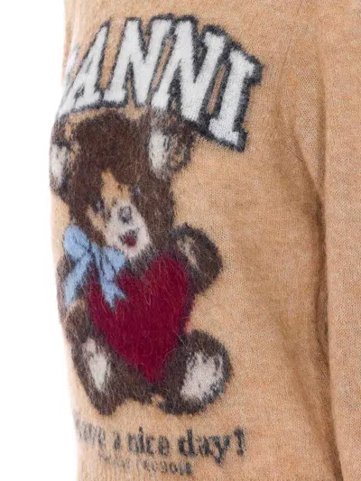 Ganni Printed Alpaca Wool Blend Sweater In Neutral