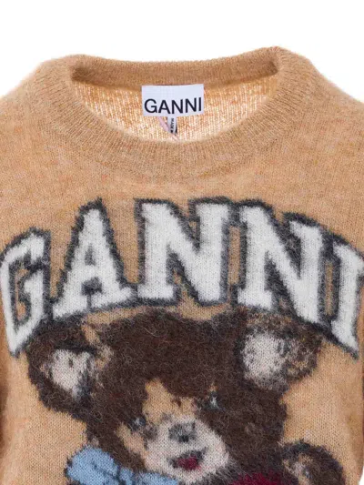 Ganni Printed Alpaca Wool Blend Sweater In Neutral