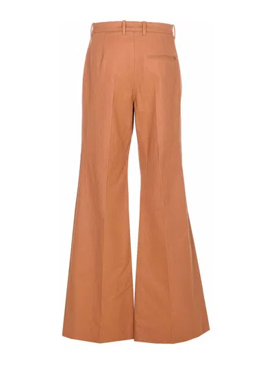 Chloé Chloe Women Pantalone Dalla Gamba Ampia In Cotone Mattone In Orange