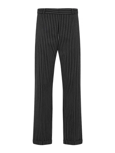 Tom Ford Women Navy Blue Wool Striped Trousers, 28 Luxury Pants For Women Darveys In Black