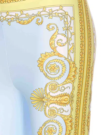 Versace Light Blue Baroque Pattern Work-out Leggings In Blue
