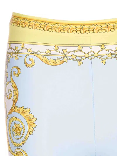 Versace Light Blue Baroque Pattern Work-out Leggings In Blue