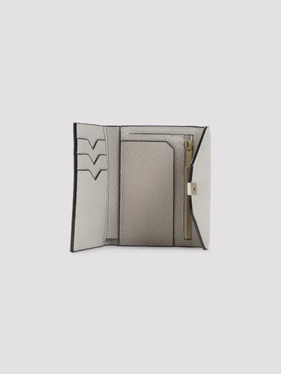 Valextra Iside Interlocking Leather Wallet In Nude