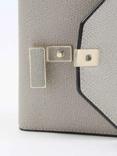 Valextra Iside Interlocking Leather Wallet In Nude