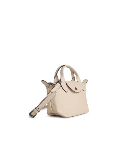 Longchamp Extra Small Le Pliage Xtra Leather Top Handle Bag In White