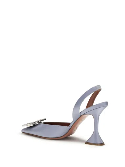 Amina Muaddi Elegant Crystal-embellished Pointed Toe Slingbacks With 95mm Heel In Purple