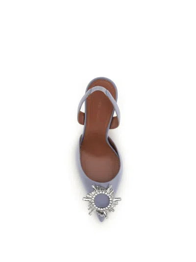 Amina Muaddi Elegant Crystal-embellished Pointed Toe Slingbacks With 95mm Heel In Purple