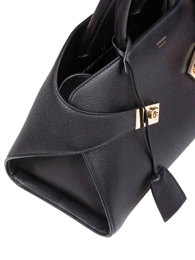 Ferragamo Medium Hug Leather Top Handle Bag In Black